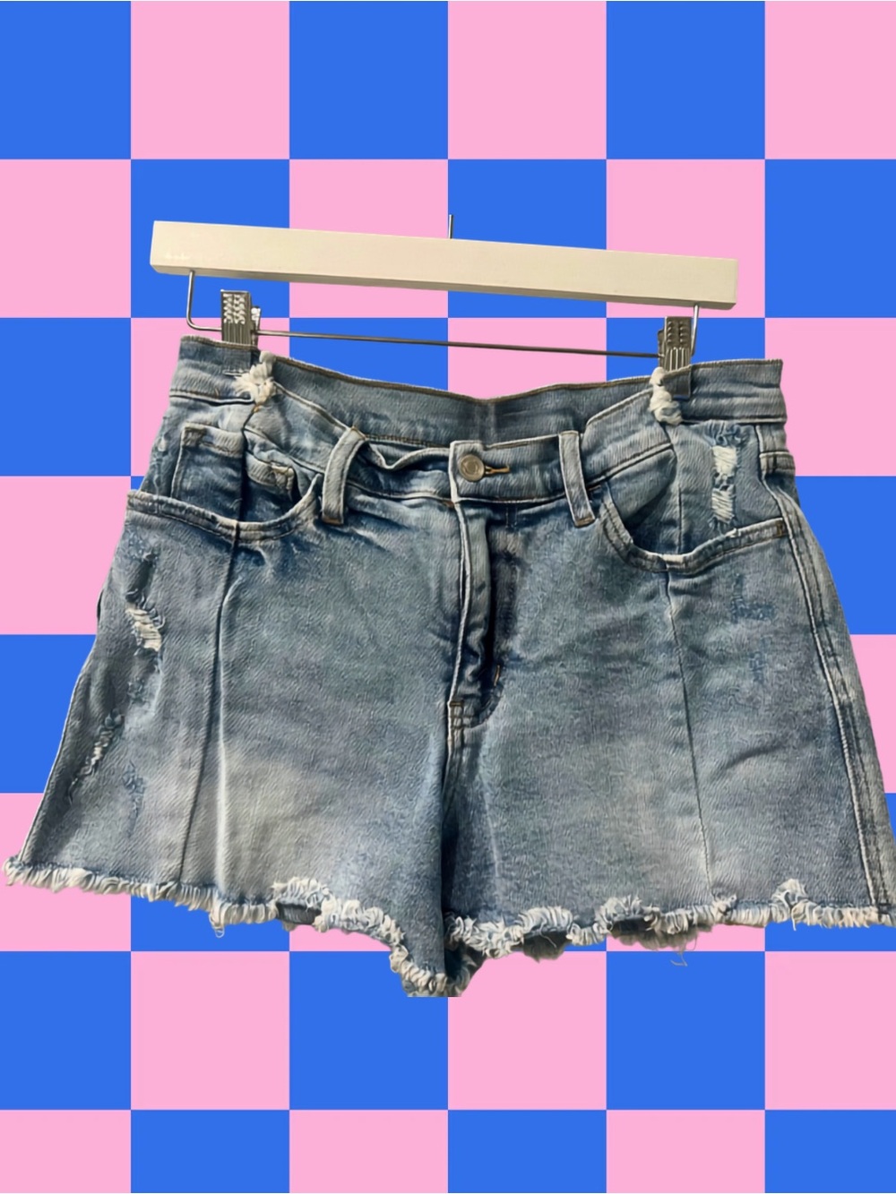 Flying Monkey Light Blue Distressed Denim Shorts